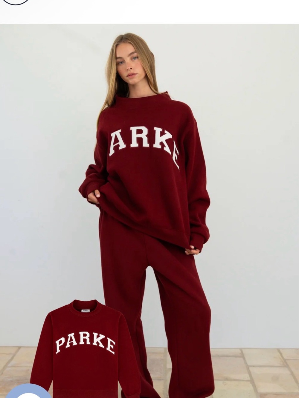 PARKE Women's Maroon Varsity Mockneck Sweatahirt